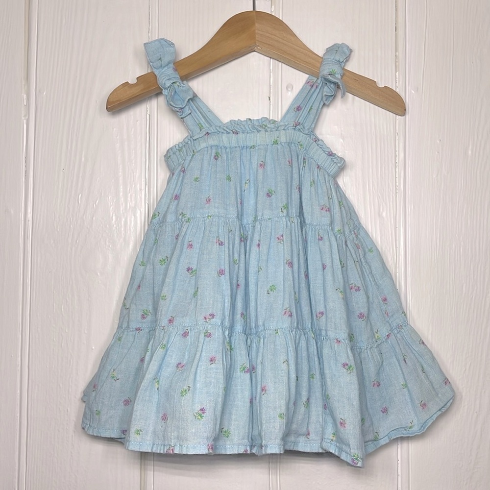 BABY GAP EUC 100% Cotton Lined Tiered Poofy Muslin Floral Print Dress
